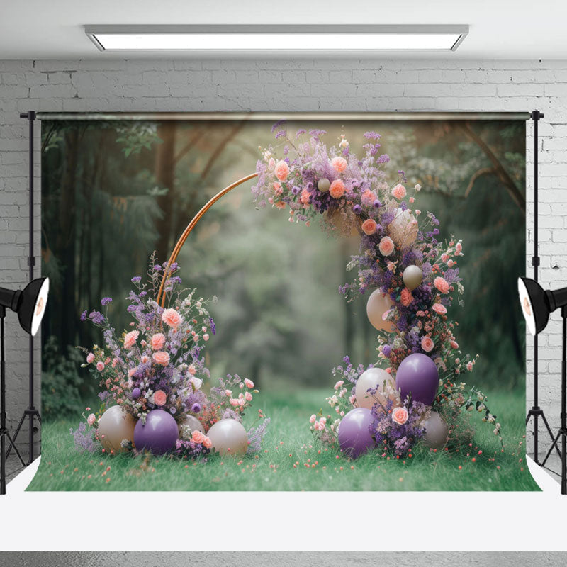 Aperturee - Spring Forest Floral Arch Balloons Wedding Backdrop