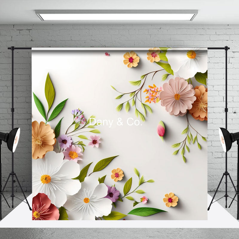 Aperturee - Spring Fresh 3D Leaves Flowers Fine Art Backdrop