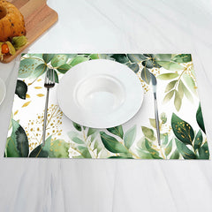 Aperturee - Spring Green Leaves Nature Dining Set Of 4 Placemats