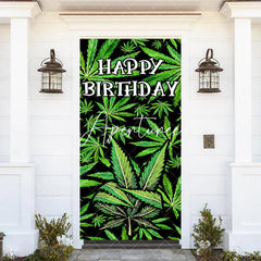 Aperturee - Spring Green Plant Leaves Happy Birthday Door Cover