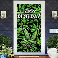 Aperturee - Spring Green Plant Leaves Happy Birthday Door Cover