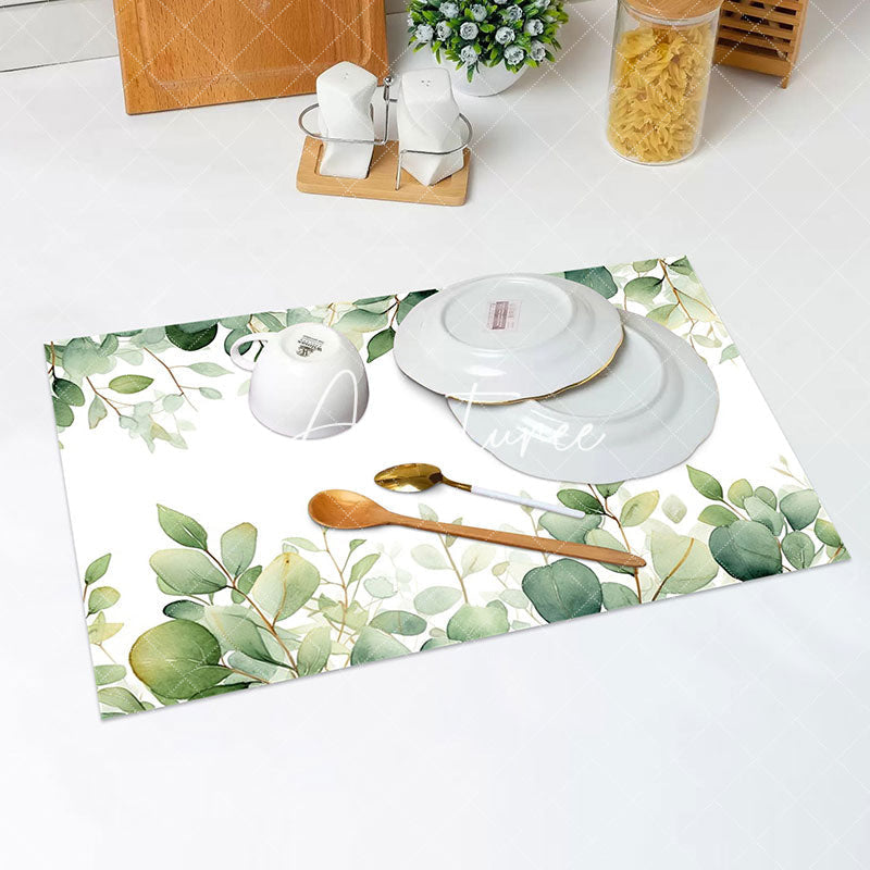 Aperturee - Spring Greenery Natural White Set Of 4 Placemats