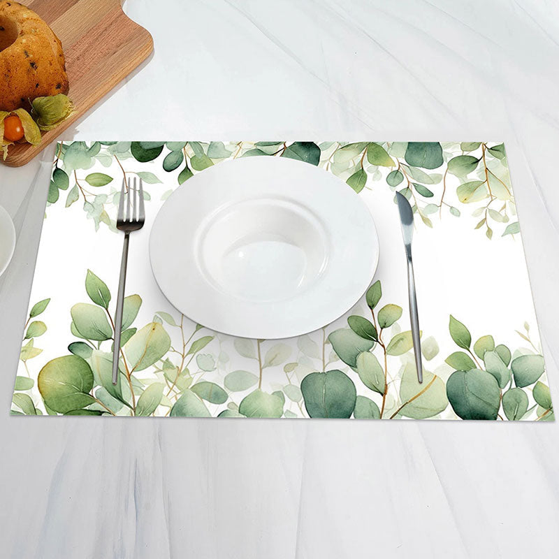 Aperturee - Spring Greenery Natural White Set Of 4 Placemats