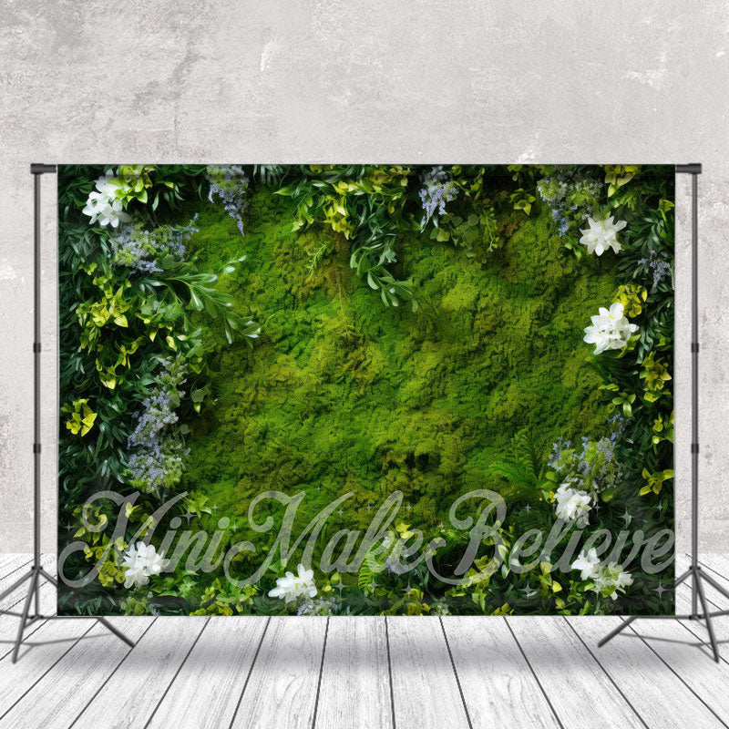 Aperturee - Spring Greenery White Lavender Floral Photo Backdrop