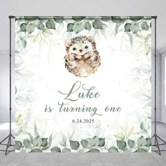 Aperturee - Spring Leaves Hedgehog Custom 1st Birthday Backdrop