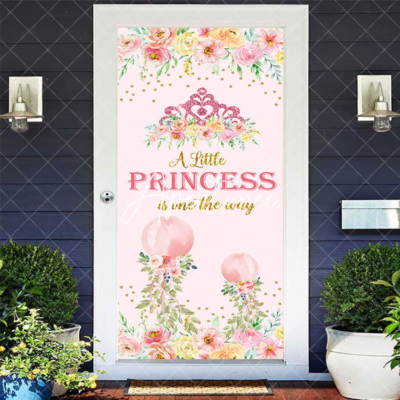 Aperturee - Spring Little Princess Floral Baby Shower Door Cover