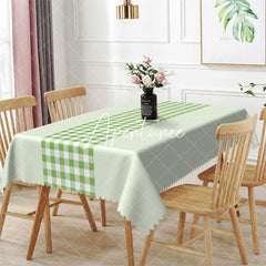 Aperturee - Spring Mint Green White Plaid Rectangle Tablecloth