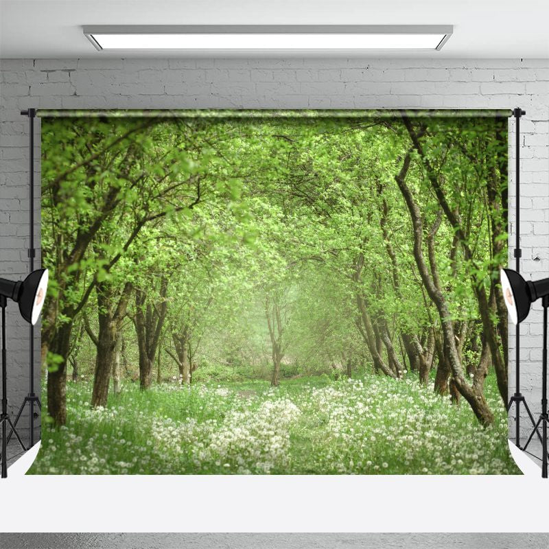 Aperturee - Spring Summer Flowers Forest Backdrop For Photo Booth