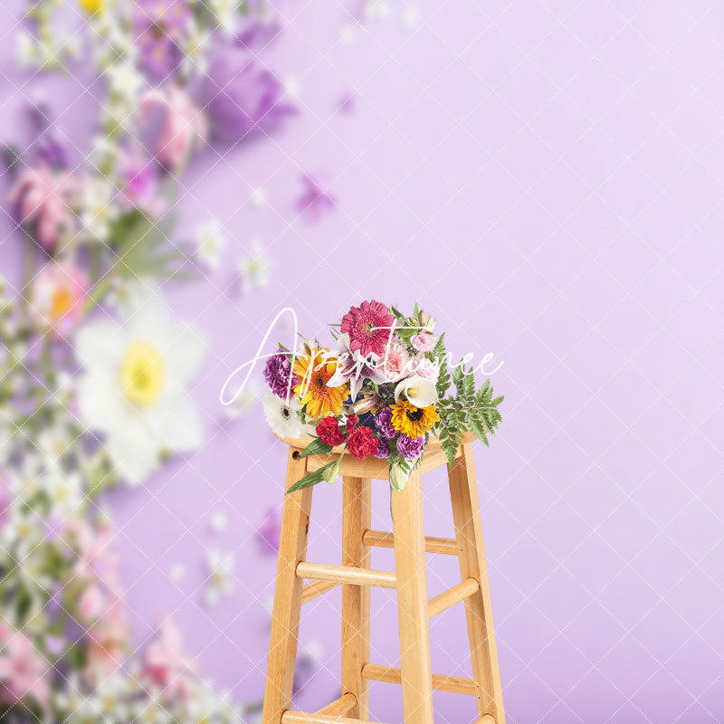 Aperturee - Spring Various Floral Purple Wall Photo Backdrop