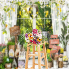 Aperturee - Spring White Window Garden Easter Photo Backdrop