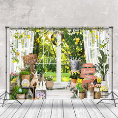 Aperturee - Spring White Window Garden Easter Photo Backdrop