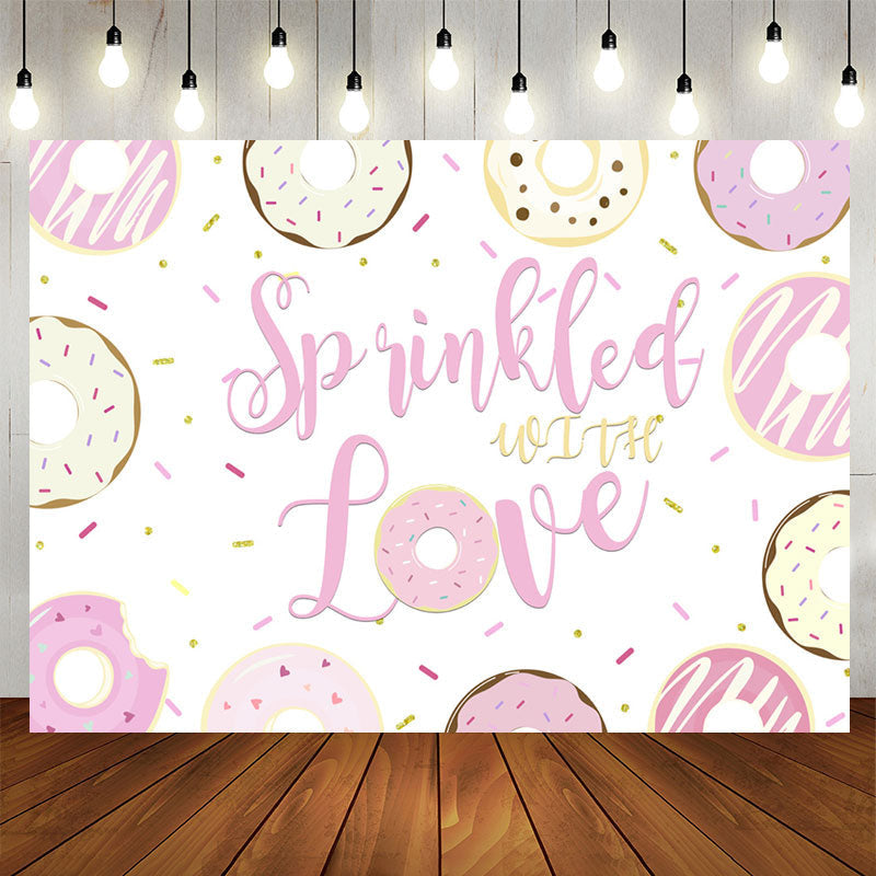 Aperturee - Sprinkled With Love Sweet Donut Birthday Party Backdrop