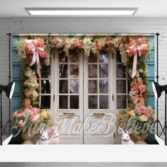 Aperturee - Square Flower Stand Wooden Door Easter Backdrop