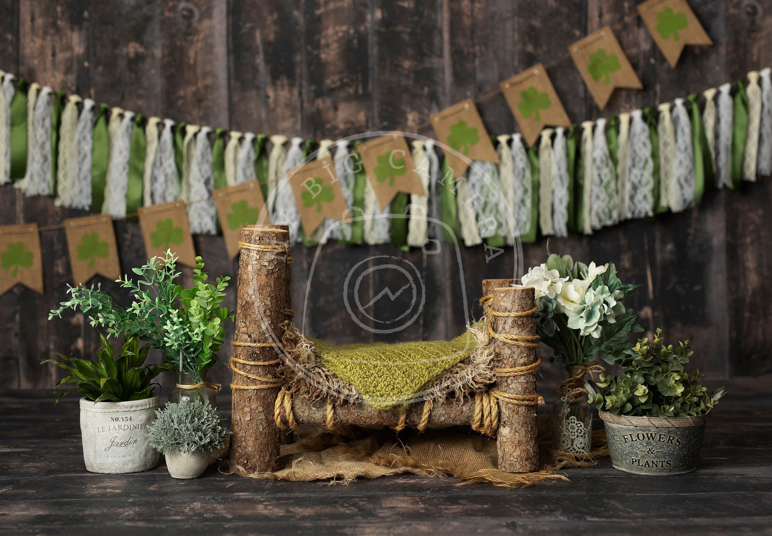 Aperturee - St Patricks Day Rustic Newborn Photography Backdrop