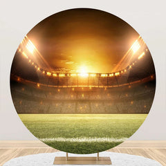 Aperturee - Stadium Football Field Light Round Birthday Backdrop