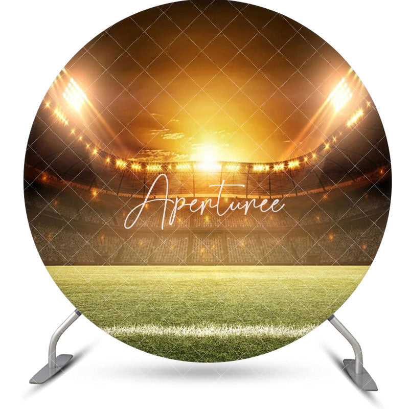 Aperturee - Stadium Football Field Light Round Birthday Backdrop