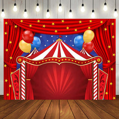 Aperturee - Stage Red Curtain Balloon Star Birthday Backdrop