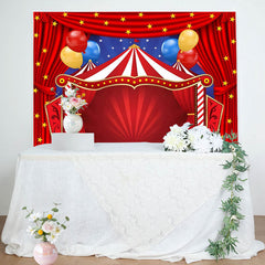 Aperturee - Stage Red Curtain Balloon Star Birthday Backdrop