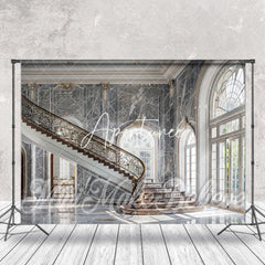 Aperturee - Stairs Grey Marble Wall Architecture Photo Backdrop