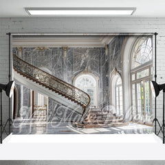 Aperturee - Stairs Grey Marble Wall Architecture Photo Backdrop