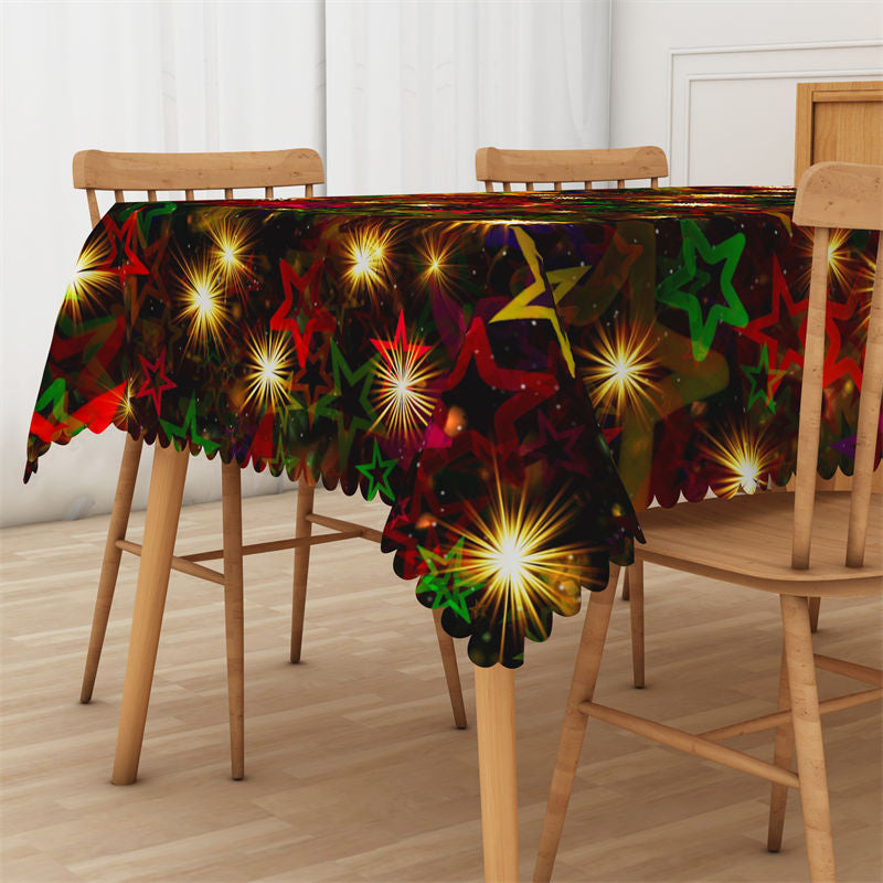 Aperturee - Star Light Christmas Rectangle Tablecloth for Family