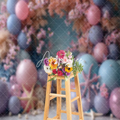 Aperturee - Starfish Pearl Colorful Balloons Cake Smash Backdrop