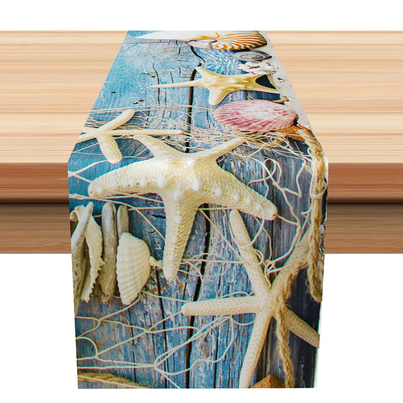 Aperturee - Starfish Wood Wall Fishing Net Coastal Table Runner