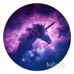 Aperturee Starry Night Shiny Unicorn Round Birthday Backdrop