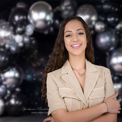 Aperturee - Starry Sky Silver Black Balloon Cake Smash Backdrop