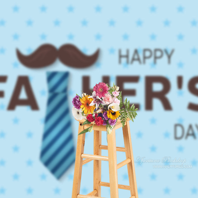 Aperturee - Stars Blue Simple Happy Fathers Day Photo Backdrops