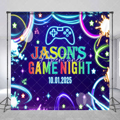 Aperturee - Stars Sky Neon Custom Name Game Night Party Backdrop