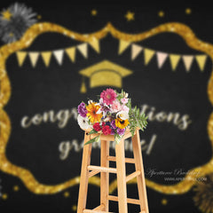 Aperturee - Stars Sparks Gold Black Grad Photo Booth Backdrop