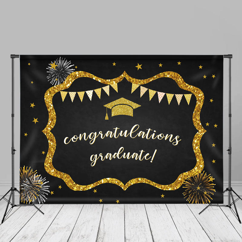 Aperturee - Stars Sparks Gold Black Grad Photo Booth Backdrop