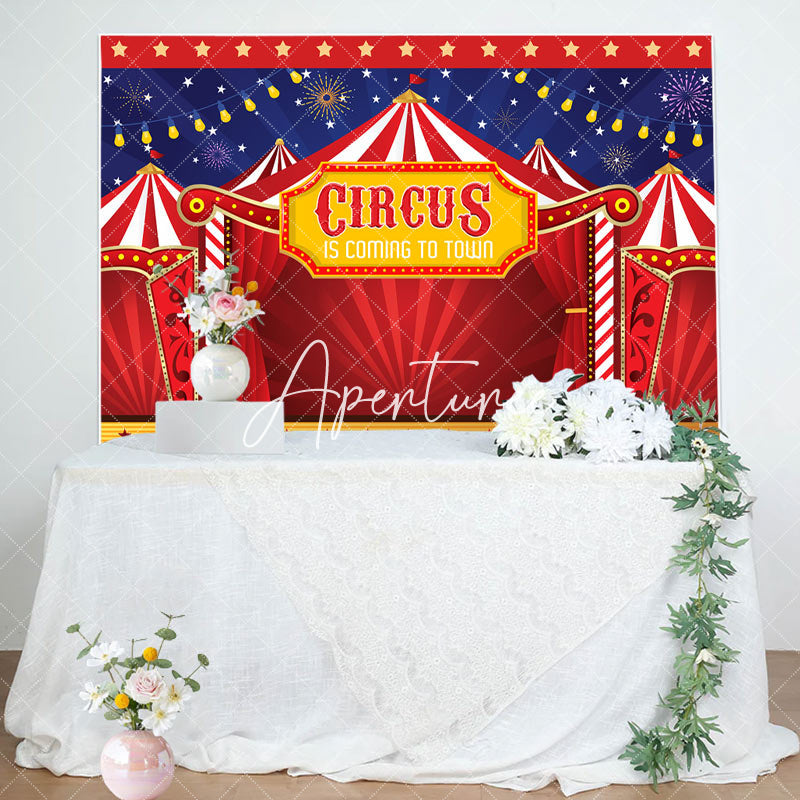 Aperturee - Stars Sparks Night Red Circus Baby Shower Backdrop