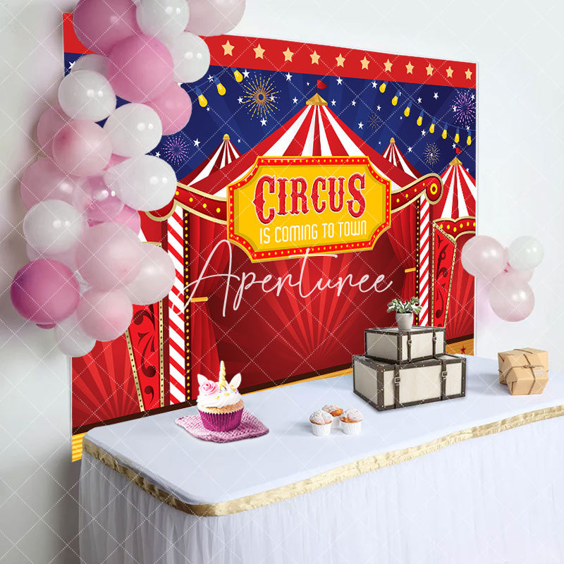 Aperturee - Stars Sparks Night Red Circus Baby Shower Backdrop