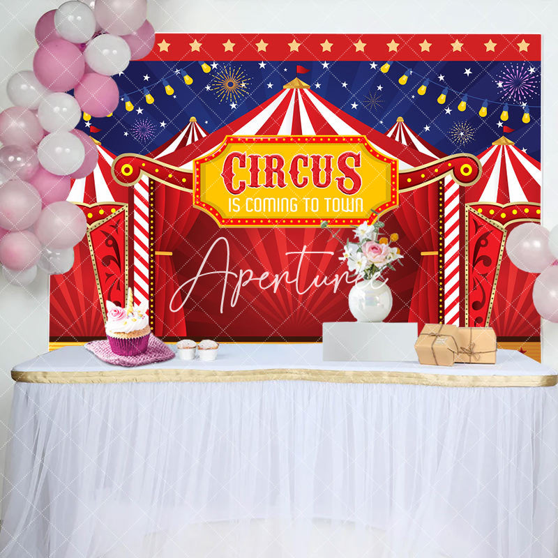 Aperturee - Stars Sparks Night Red Circus Baby Shower Backdrop