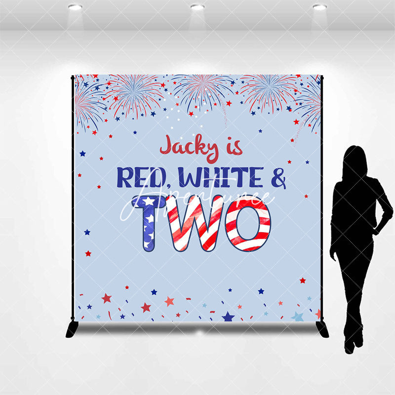 Aperturee - Stars Sparks Red White Custom 2nd Birthday Backdrop