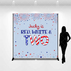 Aperturee - Stars Sparks Red White Custom 2nd Birthday Backdrop