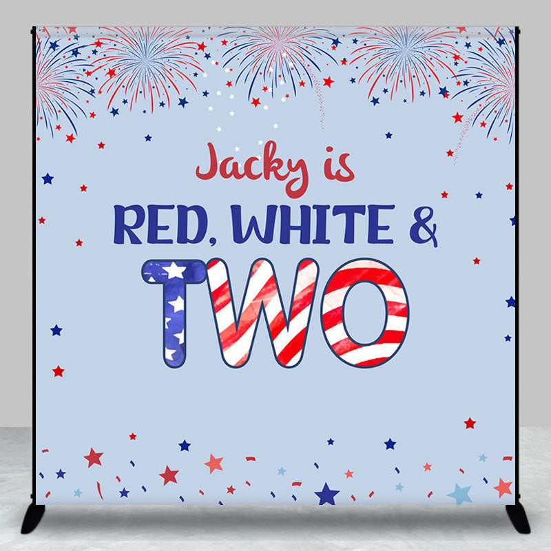 Aperturee - Stars Sparks Red White Custom 2nd Birthday Backdrop