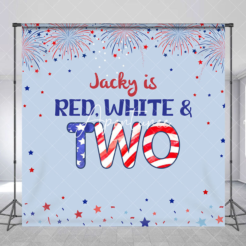 Aperturee - Stars Sparks Red White Custom 2nd Birthday Backdrop