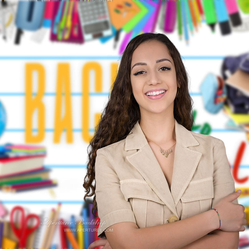 Aperturee - Stationeries Books Back To School Backdrop For Photo