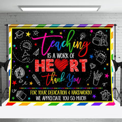 Aperturee - Stationery Colorful Black Thank You Teacher Backdrop