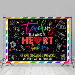 Aperturee - Stationery Colorful Black Thank You Teacher Backdrop