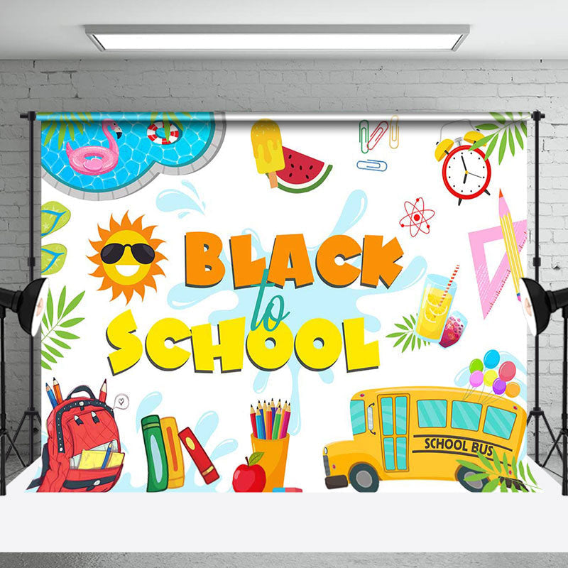 Aperturee - Stationery Sun Pool Summer Black To School Backdrop