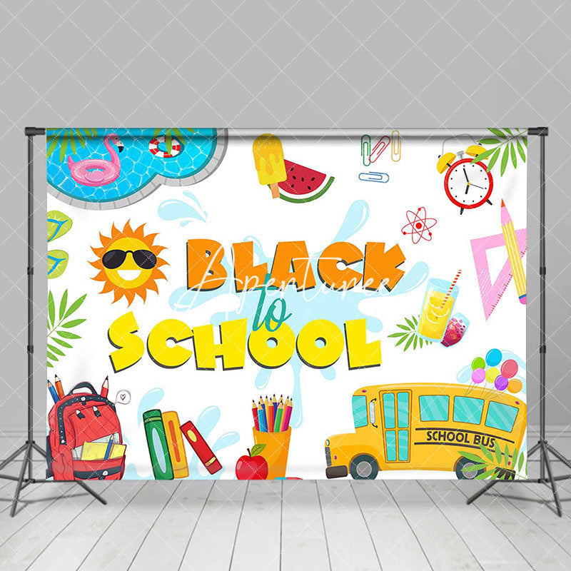 Aperturee - Stationery Sun Pool Summer Black To School Backdrop