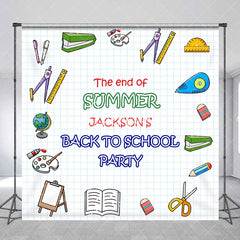 Aperturee - Stationery White Custom Name Back To School Backdrop