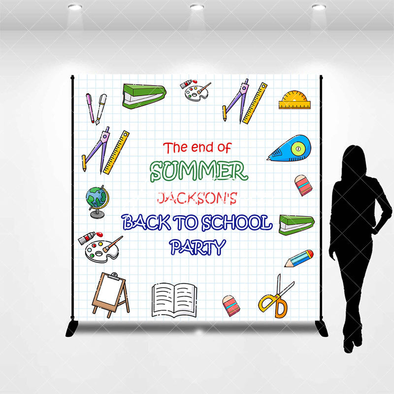 Aperturee - Stationery White Custom Name Back To School Backdrop