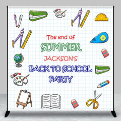 Aperturee - Stationery White Custom Name Back To School Backdrop