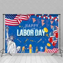 Aperturee - Statue Of Liberty Usa Flag Happy Labor Day Backdrop