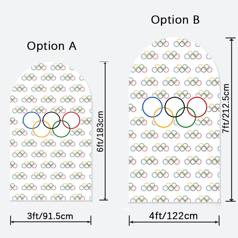 Aperturee - Step And Repeat Olympic Rings White Arch Backdrop